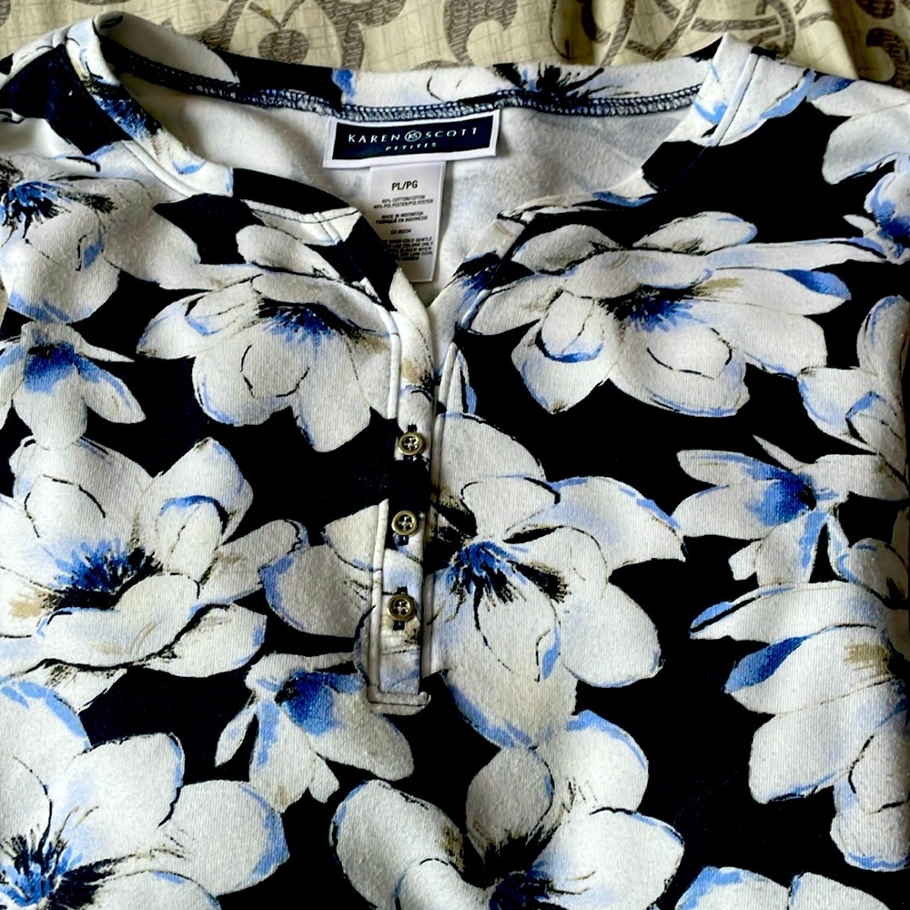 Karen Scott Petites floral quarter sleeve top